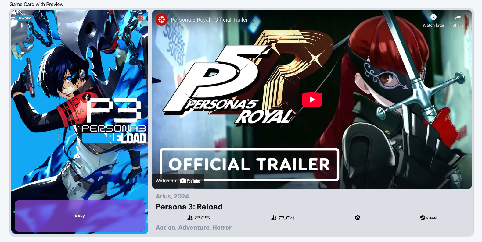 game card figma design